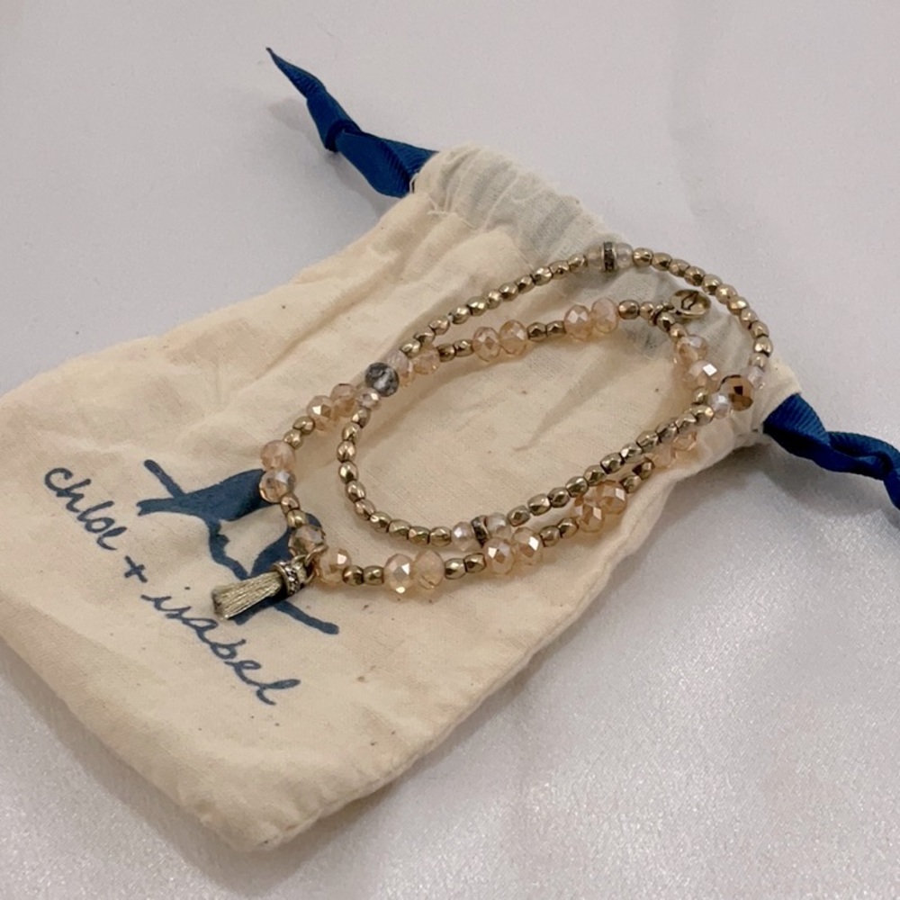 C&I stretch ndouble bracelet with gold and crystal accent.  New.